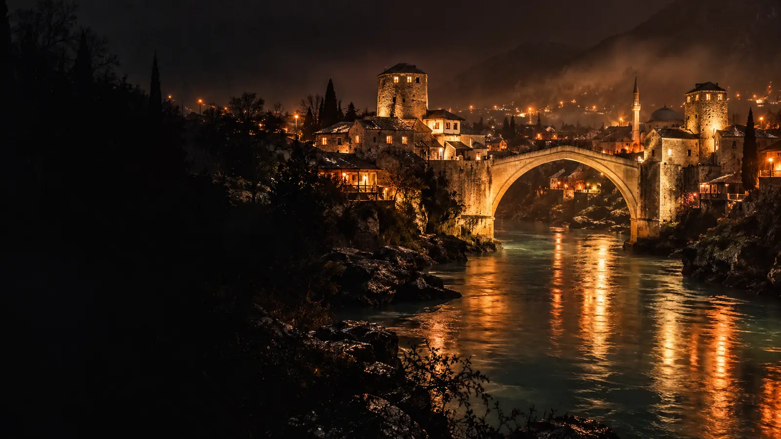 Mostar noću, scena iz igre Kumstvo