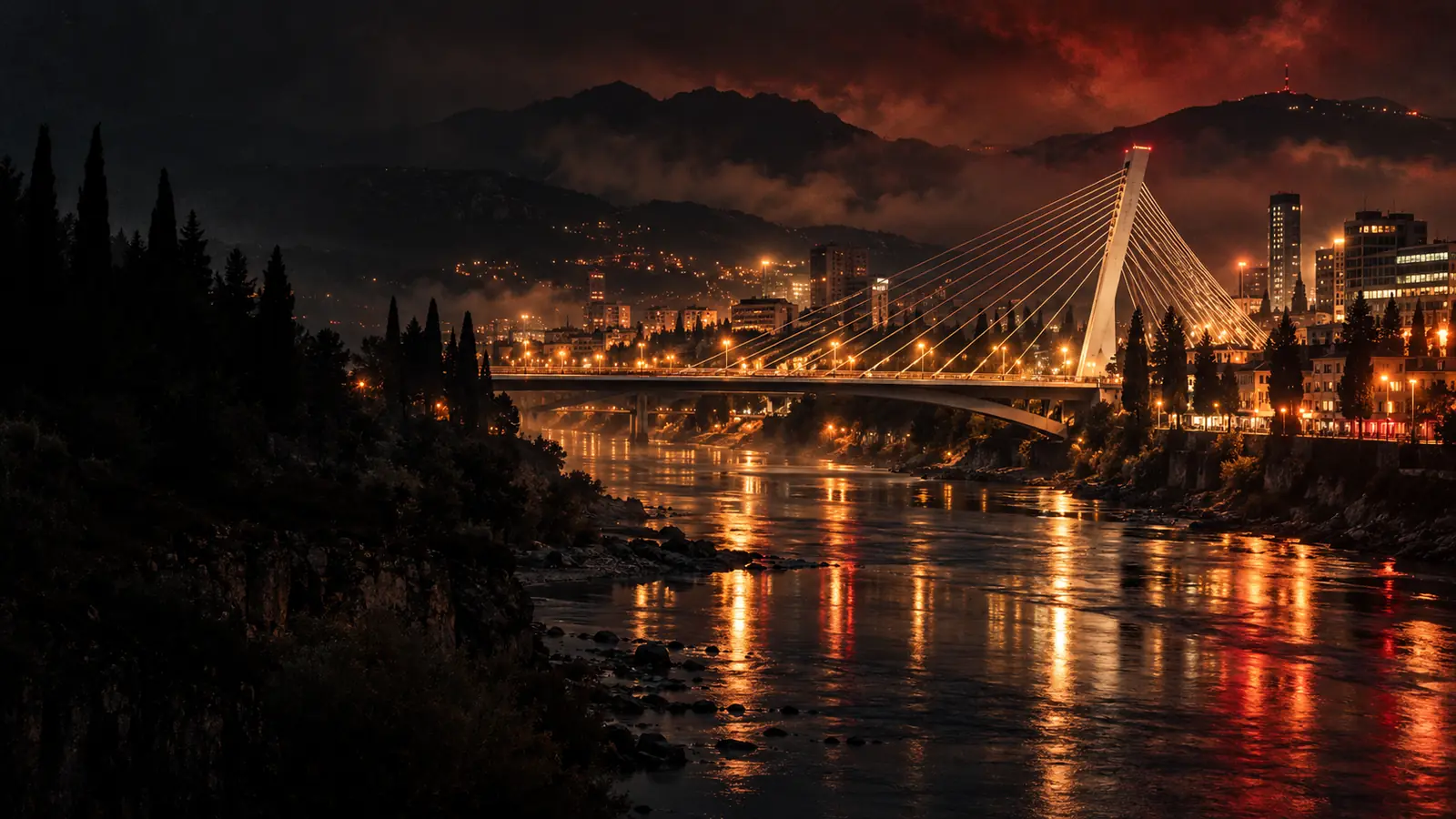 Podgorica noću, scena iz igre Kumstvo
